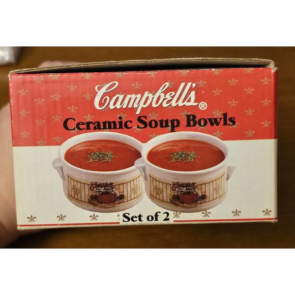 2001 Campbell's Ceramic Soup Bowls Boxed Set of 2 Vintage Soup Mugs (gg305) - Picture 3 of 9